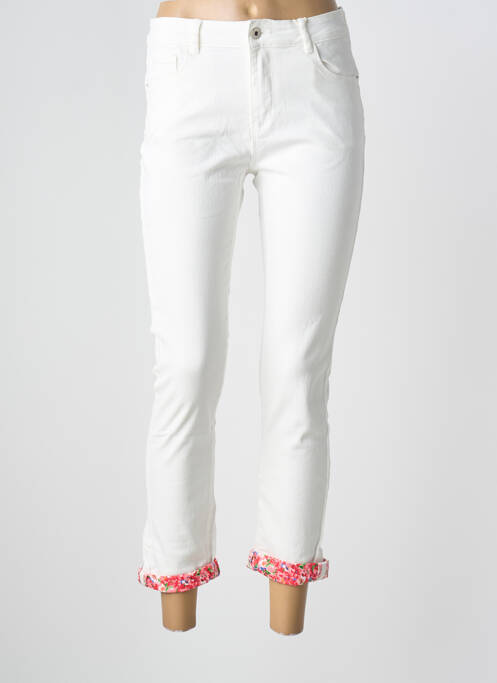 Pantalon 7/8 stretch taille normale blanc MAISON ONADO femme