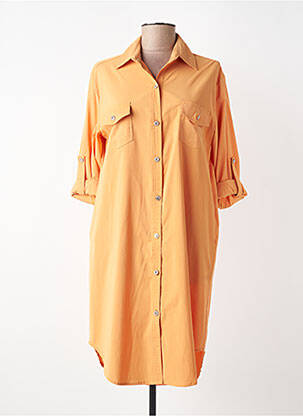 Robe mi-longue manches longues manches longues orange UNIGIRL femme