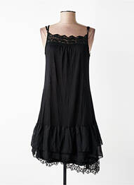 Robe courte coupe évasée fines bretelles noir JIMIKA femme