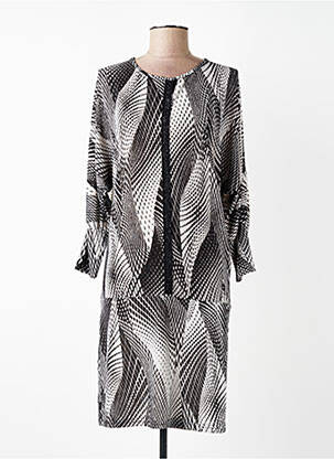 Robe mi-longue imprimé fantaisie manches longues noir FILLE A SUIVRE femme