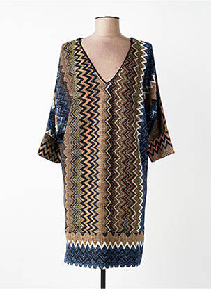 Robe pull col v manches 3/4 bleu FILLE A SUIVRE femme