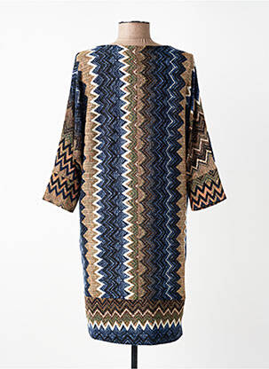 Robe pull coupe droite manches 3/4 bleu FILLE A SUIVRE femme