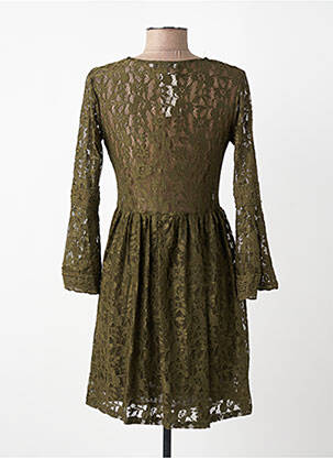 Robe courte coupe évasée manches longues vert AISABELLE femme