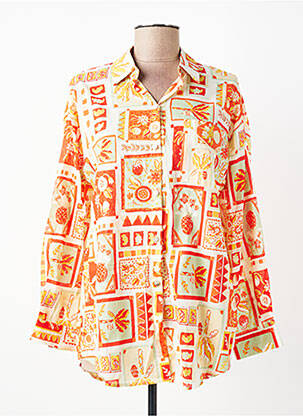 Chemisier imprimé fantaisie manches longues orange MUSY MUSE femme