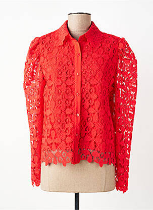 Chemisier coupe droite manches longues rouge L'OLIVE VERTE femme