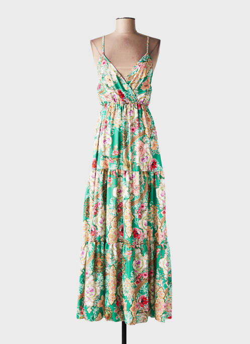 Robe longue imprimé fantaisie fines bretelles vert ELEVEN STUDIO femme