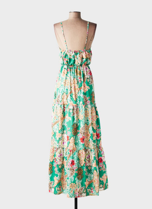 Robe longue imprimé fantaisie fines bretelles vert ELEVEN STUDIO femme