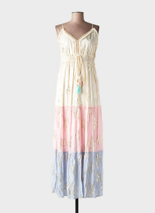 Robe longue imprimé fantaisie fines bretelles beige CIAO MILANO femme