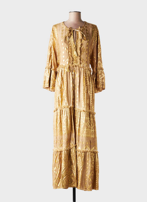 Robe longue manches longues manches longues beige LAST QUEEN femme