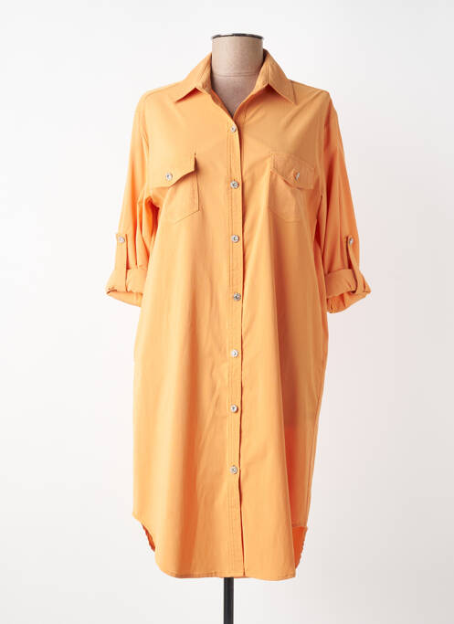 Robe mi-longue manches longues manches longues orange UNIGIRL femme