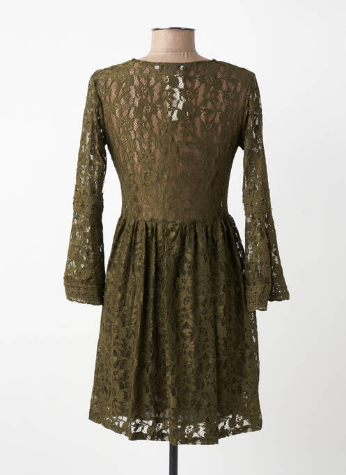 Robe courte coupe évasée manches longues vert AISABELLE femme