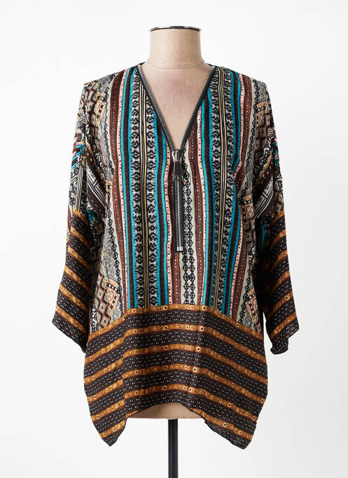 Tunique manches longues imprimé fantaisie bleu CLASSIC TRICOT femme