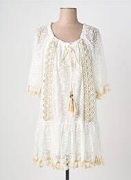 Robe mi-longue manches 3/4 manches 3/4 blanc OPL femme