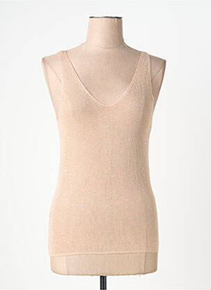Débardeur col v sans manche beige ATTRAIT femme
