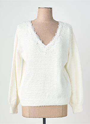 Pull coupe cintrée manches longues blanc M & G MONOGRAM femme