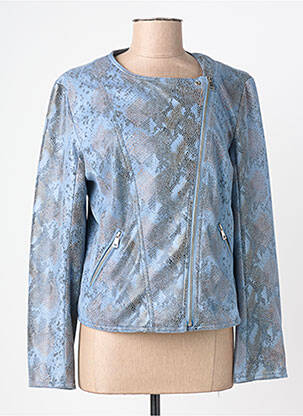 Veste casual col rond bleu FREDA femme