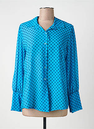 Chemisier tissage crêpe manches longues bleu ELEVEN STUDIO femme