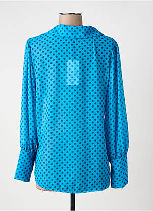 Chemisier tissage crêpe manches longues bleu ELEVEN STUDIO femme