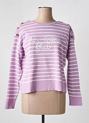 Pull col bateau manches longues violet PARIS ET MOI femme
