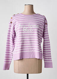 Pull col bateau manches longues violet PARIS ET MOI femme