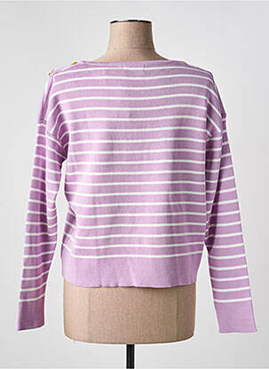 Pull col bateau manches longues violet PARIS ET MOI femme