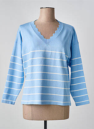 Pull coupe cintrée manches longues bleu PARIS ET MOI femme