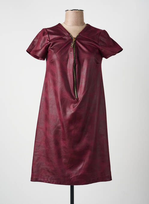 Robe courte manches courtes manches courtes rouge CHARMING GIRL femme