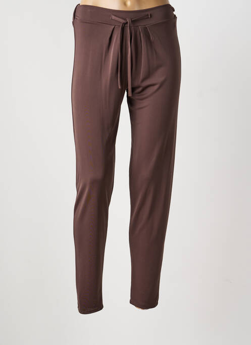 Pantalon slim taille élastique taille normale marron CHARMING GIRL femme