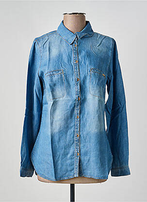 Chemisier coupe cintrée manches longues bleu PHILDAR femme