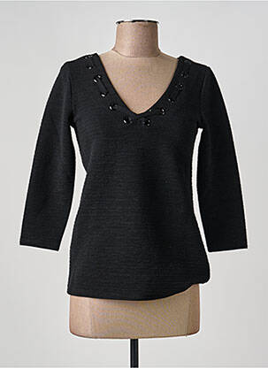 Pull coupe cintrée manches longues noir PHILDAR femme