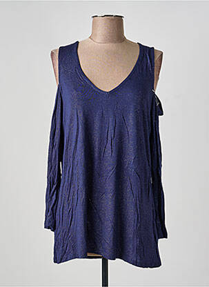 Top tissage jersey manches longues bleu PHILDAR femme
