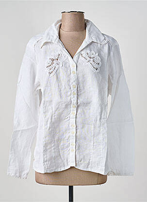 Chemisier coupe droite manches longues blanc PHILDAR femme