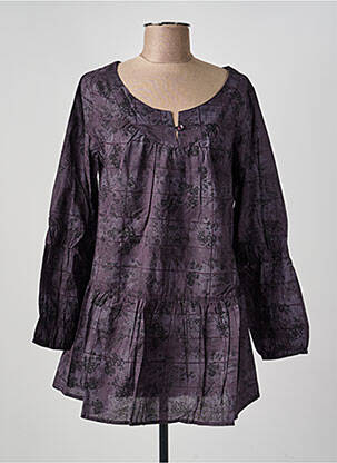 Robe courte manches longues manches longues violet PHILDAR femme