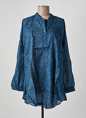Blouse tissage popeline manches longues bleu PHILDAR femme