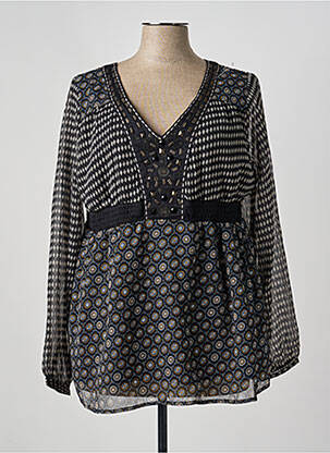 Blouse imprimé fantaisie manches longues noir GRAIN DE MALICE femme