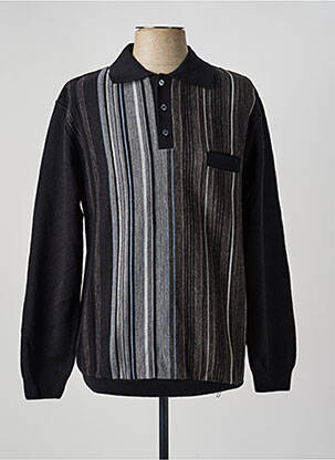 Polo tissage chiné manches longues noir DAMART homme