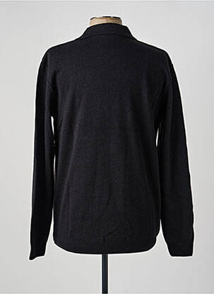 Polo tissage chiné manches longues noir DAMART homme