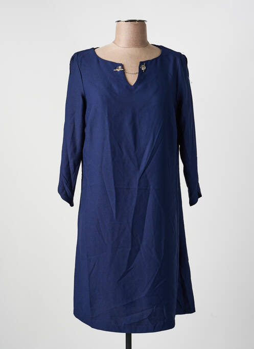 Robe mi-longue manches longues manches longues bleu PHILDAR femme