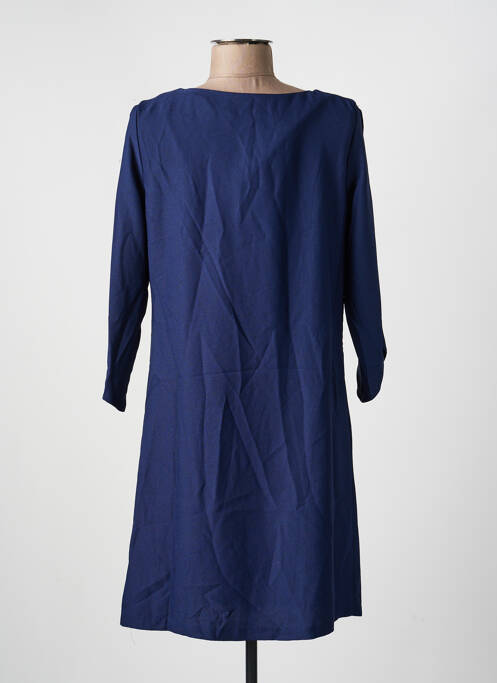 Robe mi-longue manches longues manches longues bleu PHILDAR femme