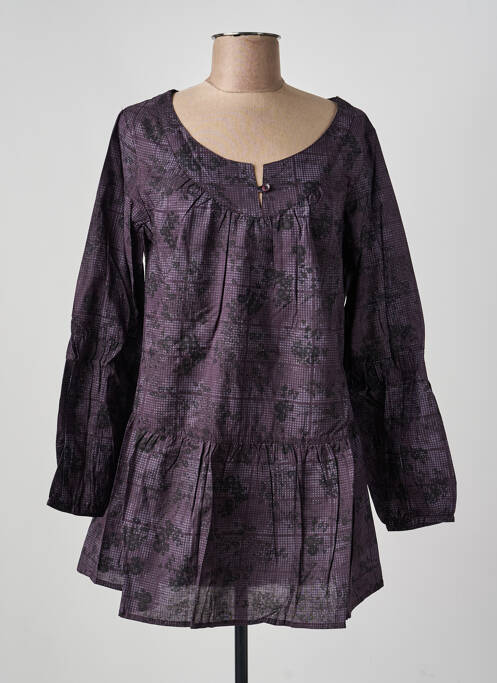 Robe courte manches longues manches longues violet PHILDAR femme