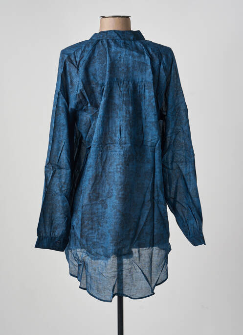 Blouse tissage popeline manches longues bleu PHILDAR femme