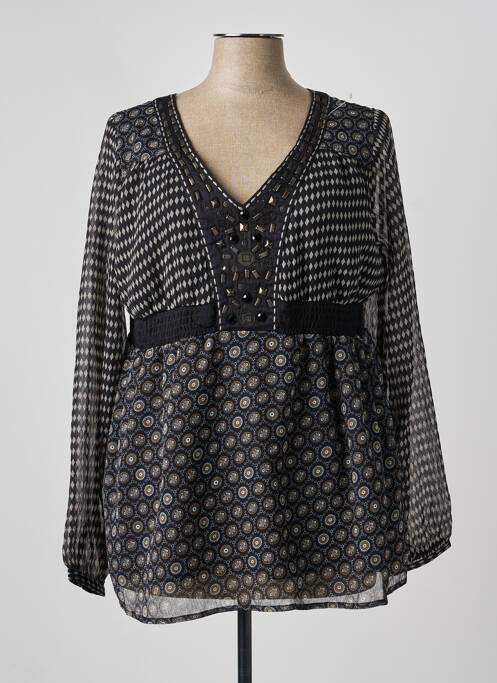 Blouse imprimé fantaisie manches longues noir GRAIN DE MALICE femme