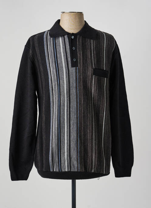 Polo tissage chiné manches longues noir DAMART homme