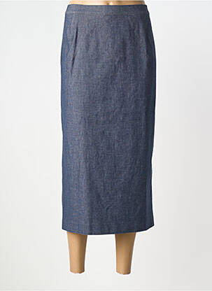 Jupe longue fermeture zippée au dos bleu MARINA RINALDI femme