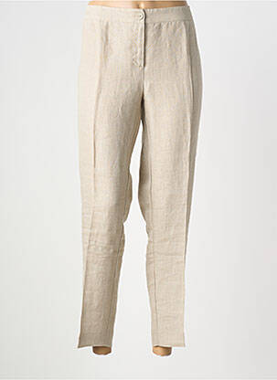 Pantalon droit fermeture zippée sous rabat boutonné taille normale beige MARINA RINALDI femme