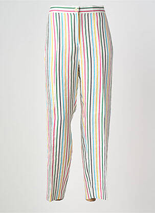 Pantalon droit fermeture zippée sous rabat boutonné taille normale blanc MARINA RINALDI femme