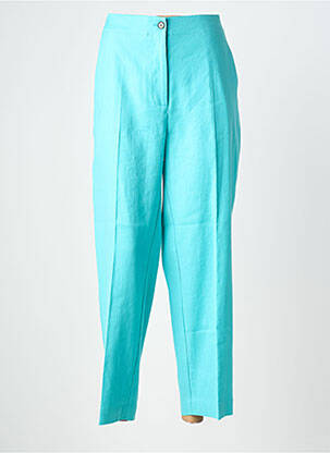 Pantalon droit fermeture zippée sous rabat boutonné taille normale bleu MARINA RINALDI femme