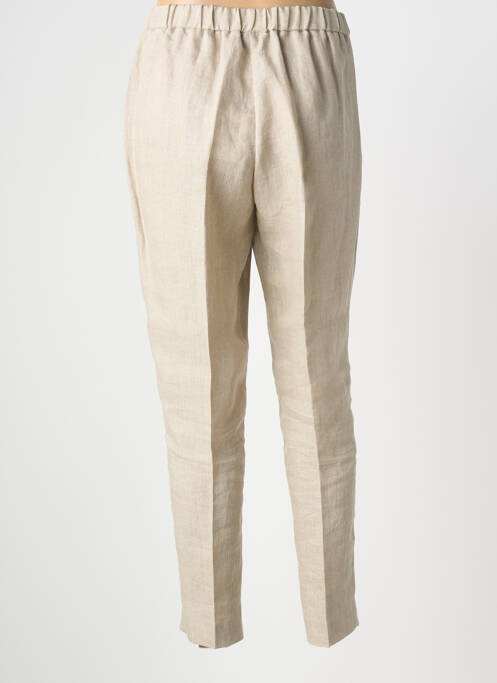 Pantalon droit fermeture zippée sous rabat boutonné taille normale beige MARINA RINALDI femme