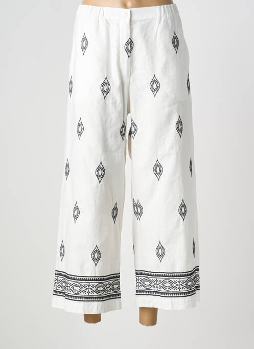 Pantalon large fermeture zippée sous rabat boutonné taille normale blanc MARINA RINALDI femme