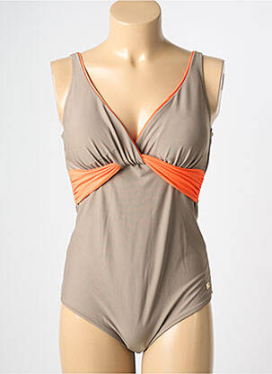 Maillot de bain 1 pièce stretch haut soutien-gorge moulé marron MARINA RINALDI femme